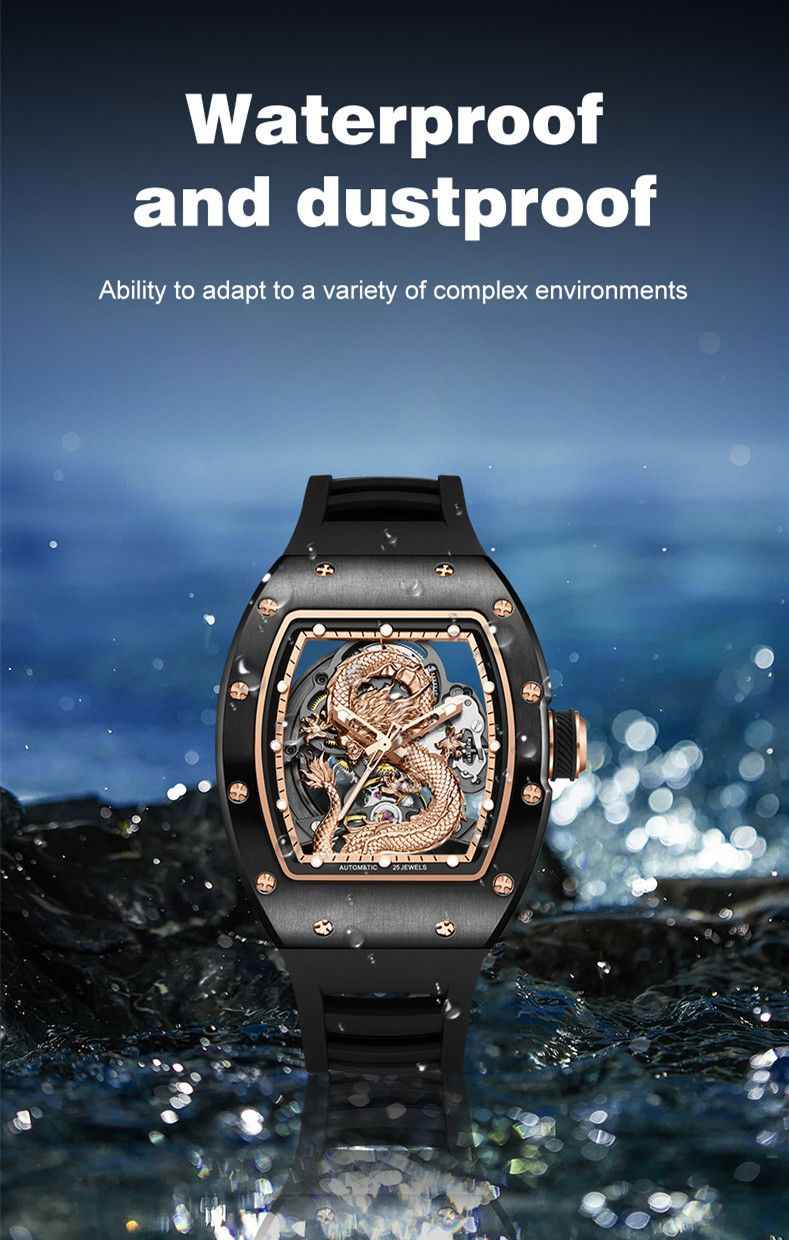Luxury Automatic Mechanical Skeleton Men's Watch - Waterproof Sport Design