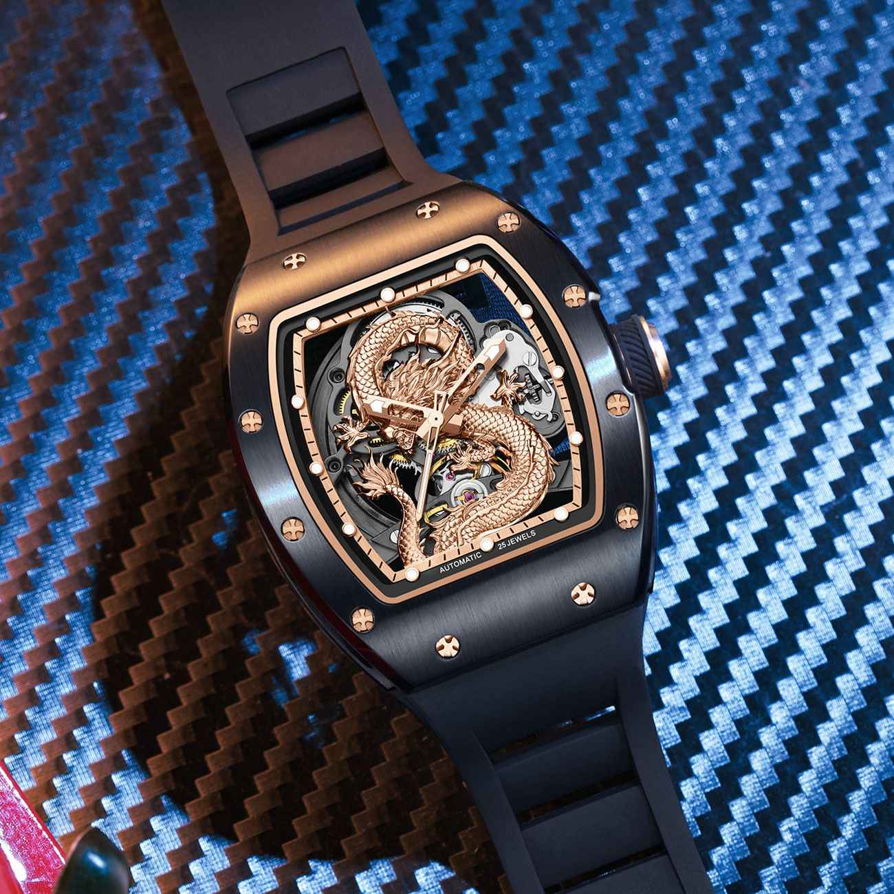 Luxury Automatic Mechanical Skeleton Men's Watch - Waterproof Sport Design