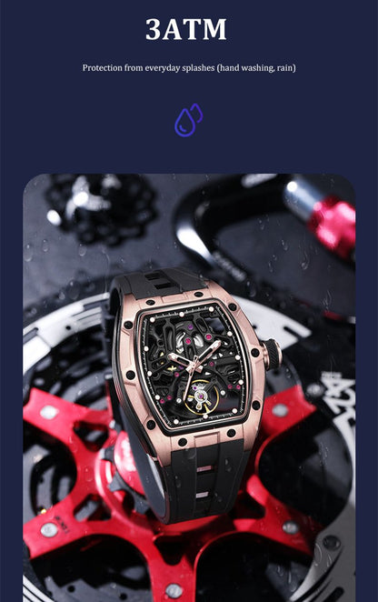 New Skeleton Dial Watches for Men – Waterproof Stainless Steel Automatic Mechanical Wristwatch 9198-1