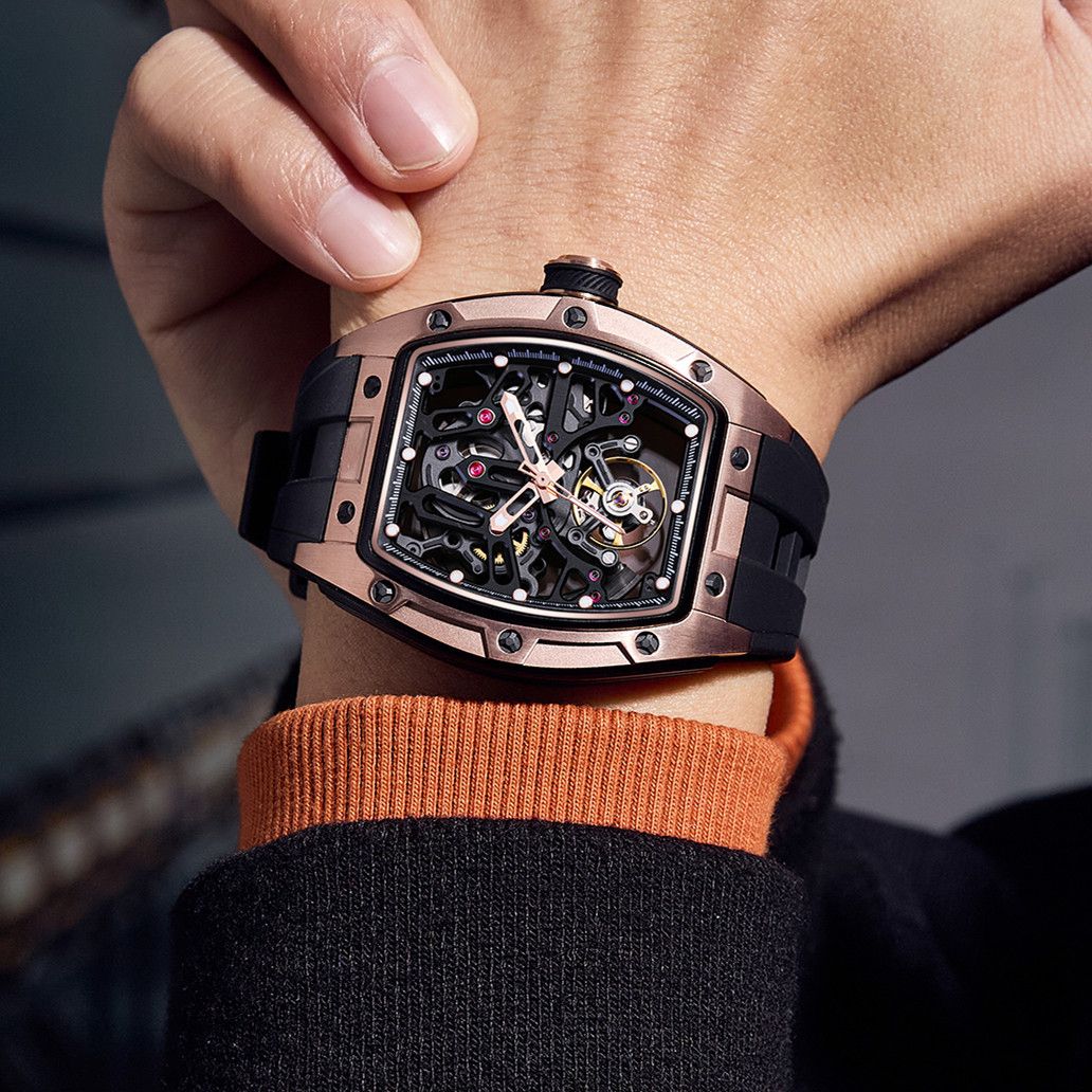 New Skeleton Dial Watches for Men – Waterproof Stainless Steel Automatic Mechanical Wristwatch 9198-1