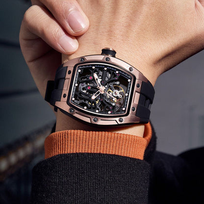 New Skeleton Dial Watches for Men – Waterproof Stainless Steel Automatic Mechanical Wristwatch 9198-1