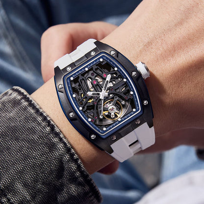 New Skeleton Dial Watches for Men – Waterproof Stainless Steel Automatic Mechanical Wristwatch 9198-1