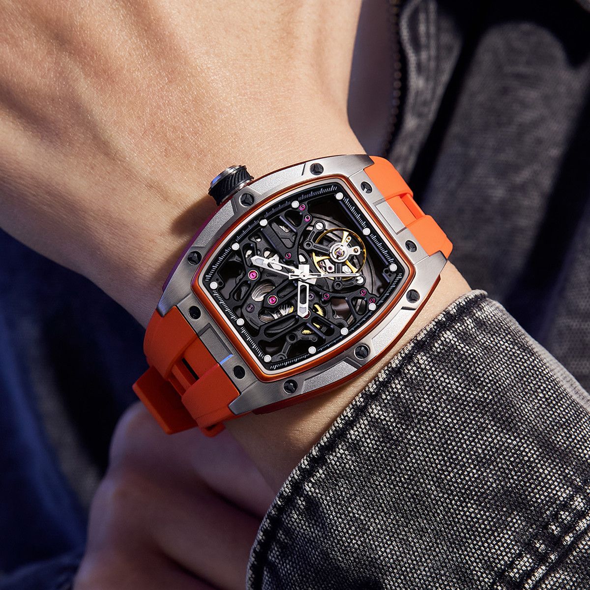 New Skeleton Dial Watches for Men – Waterproof Stainless Steel Automatic Mechanical Wristwatch 9198-1