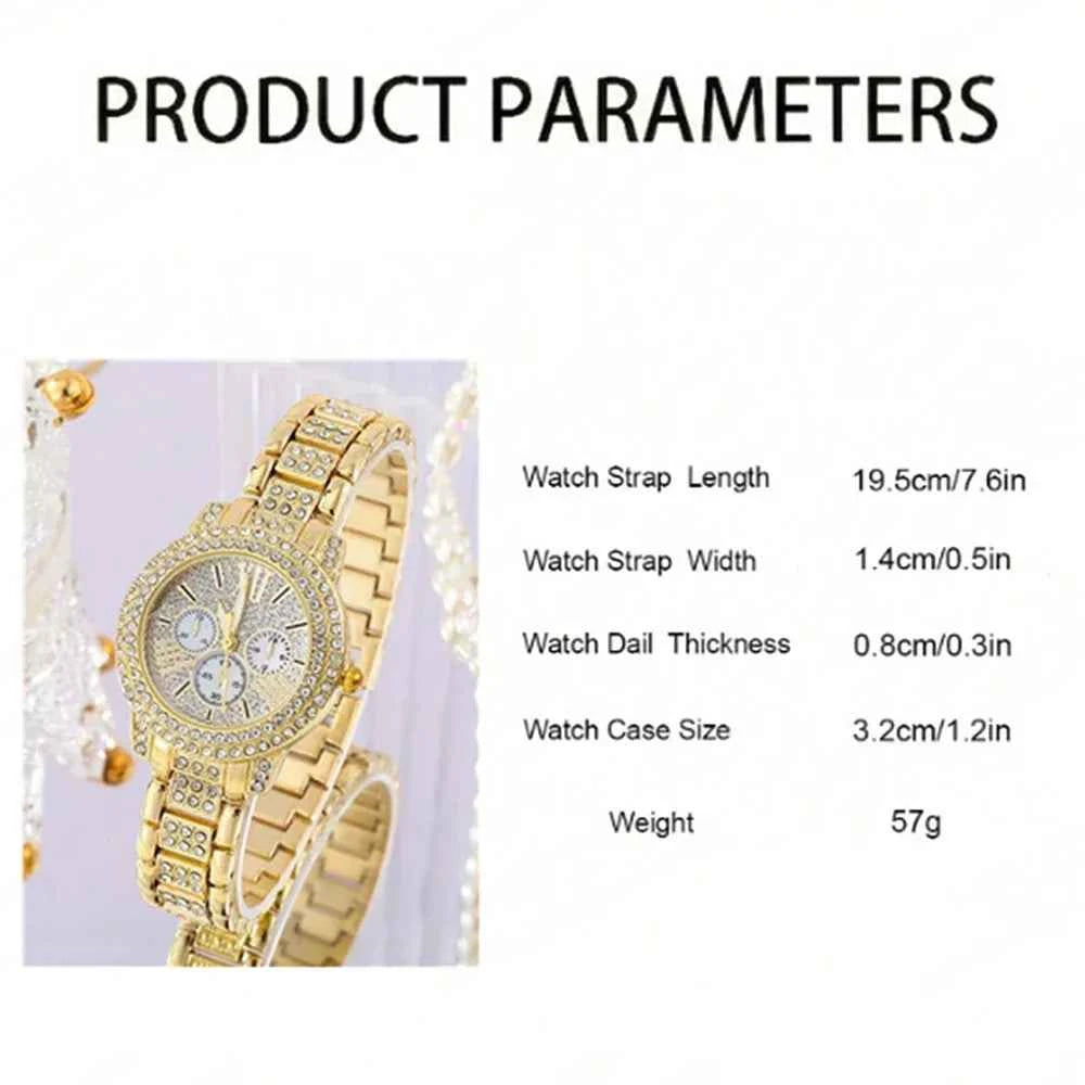 Women's Gold Quartz Watch Jewelry Gift Set